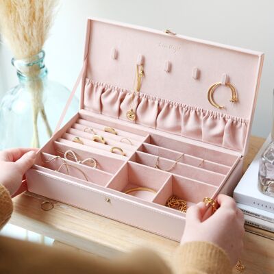 Pink PU large jewellery Box