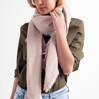 Oversized pink frayed scarf
