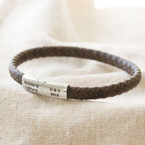 Antiqued Woven Leather Bracelet - Brown S/M