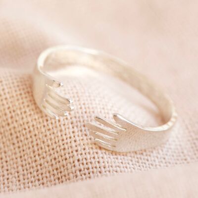 Sterling Silber verstellbarer Umarmungs-Hände-Ring