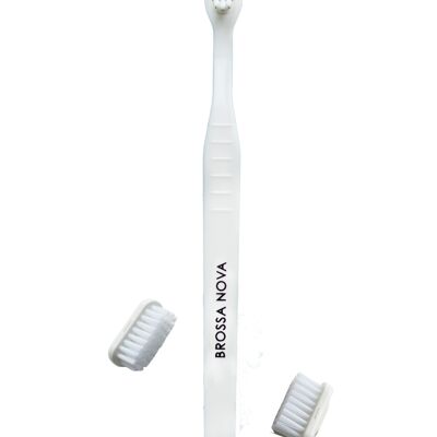 White toothbrush (1 handle + 1 medium head)