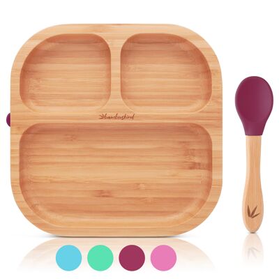 bamboo child®
 Children's plate with suction cup I incl. recipe e-book I non-slip
Baby plate made of bamboo with spoon I children's crockery set to learn to eat I
 without harmful plastics
         … - Cherry