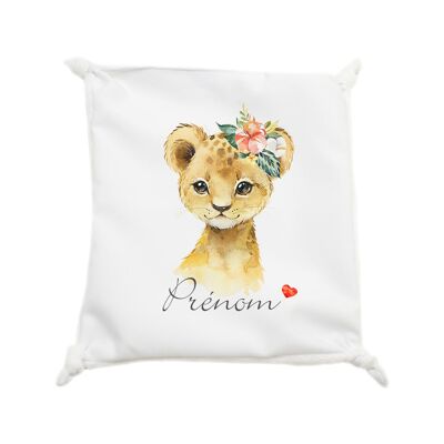 Doudou plat petit nœud pour bébé| Modèle Lion Fleurs