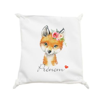 Doudou plat petit nœud | Modèle Renard Fleurs