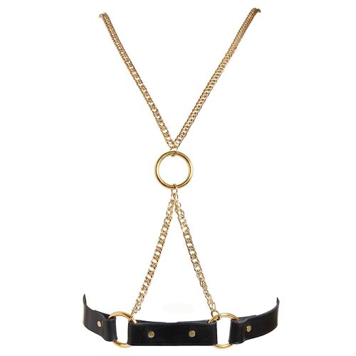 Nina Leather Harness Belt With Chain