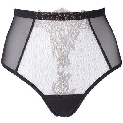 Tanga de cintura alta de encaje transparente Arabella