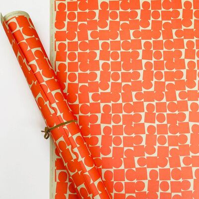 Papel de regalo círculo y cuadrado (naranja)