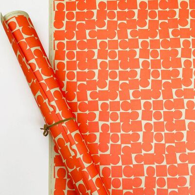 Papier Cadeau Cercle et Carré (Orange)