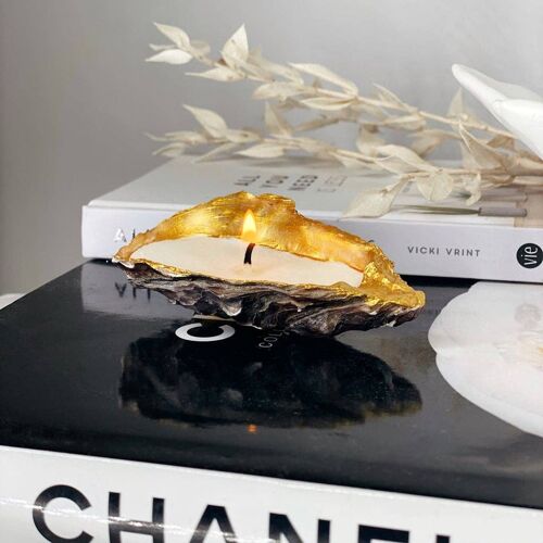 Set of 3 Gold Tip Oyster Shell Candles (OSC122021)