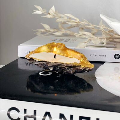 Set of 3 Gold Tip Oyster Shell Candles (OSC122021)