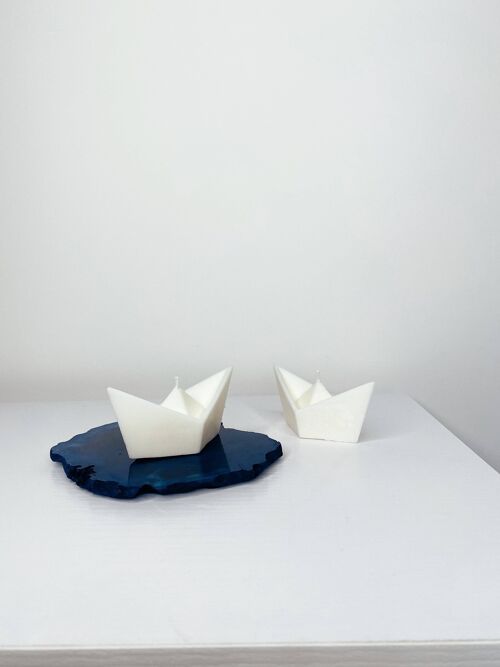 Two Origami Boat Candles