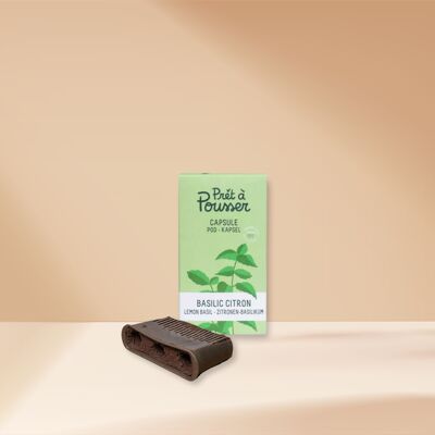 Cápsula LEMON BASIL - Kit de cápsulas y semillas para el cultivo de plantas aromáticas de albahaca limón - Cápsula para huerto autónomo de interior Listo para cultivar - Sustrato y carcasa de plástico para plantas