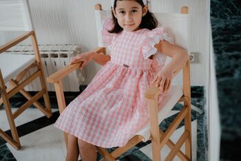 IVY : Robe vichy froissée rose. 2