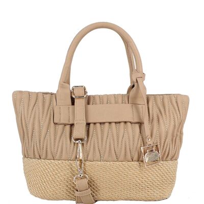 Raffia bag with wrinkled effect