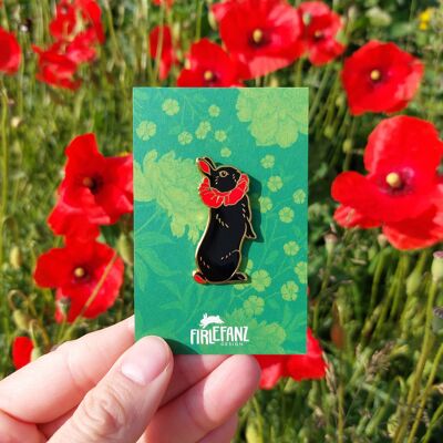 Pin's "Lapin fleurs - coquelicots"