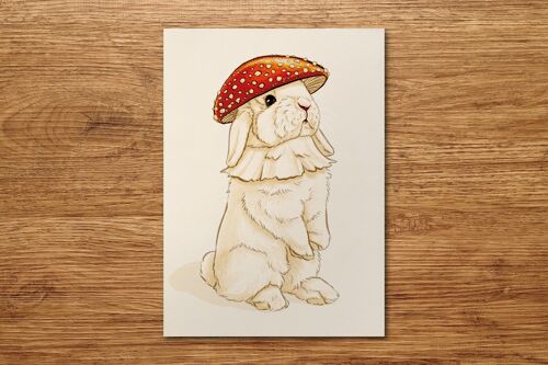 Postkarte "Blumen Kaninchen - Pilz"