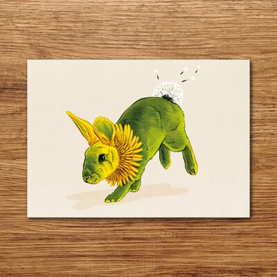 Postcard "Flowers Rabbit - Dandelion"