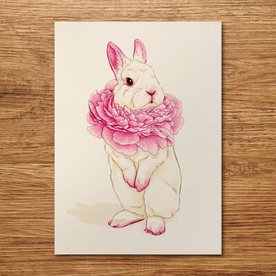 Postcard "Flowers Rabbit - Peony"
