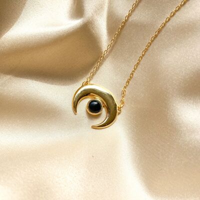 Ariel Halskette ☽ junger Mond Onyx Gold