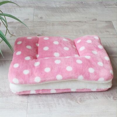 Soft Cosy Dog Blanket Mat - Polka Dots Pink