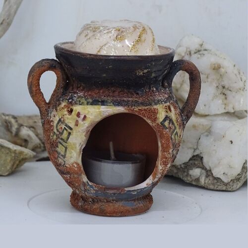 Aroma Swirl Oil Burner - Handcrafted Ceramic Amfora & Wax Melt