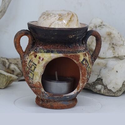 Aroma Swirl Oil Burner - Handcrafted Ceramic Amfora & Wax Melt