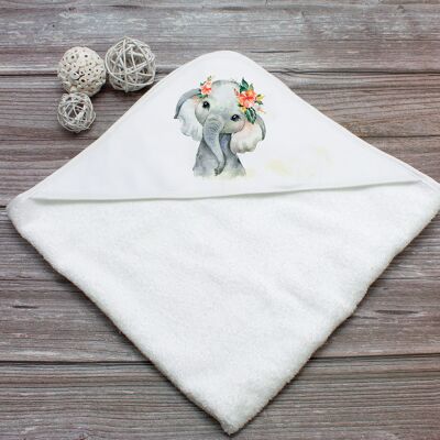 Customizable bath cape Elephant Flowers | Bout'D'Chou