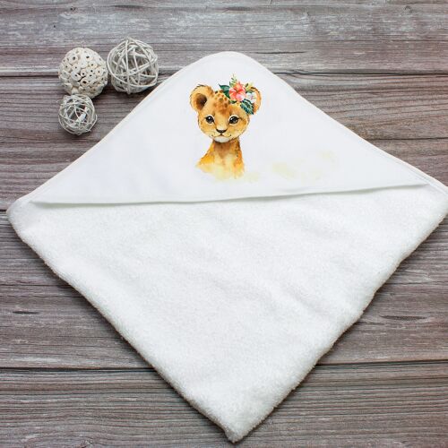 Cape de bain personnalisable Lion Fleurs | Bout'D'Chou