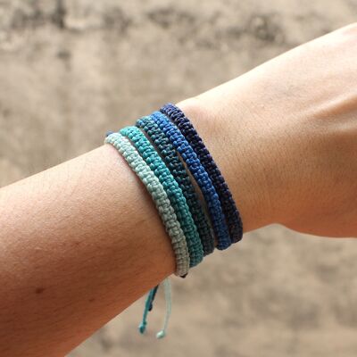 Blue bracelet set - set of 5 handmade unisex macrame bracelets