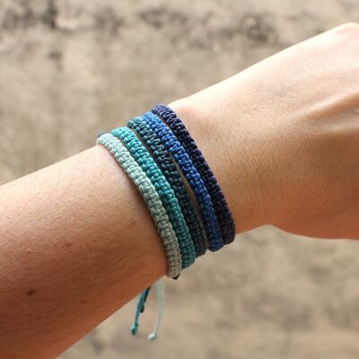 Ensemble de bracelet bleu - ensemble de 5 bracelets en macramé unisexe faits à la main