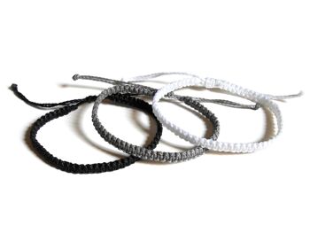 Ensemble de bracelet noir gris et blanc - ensemble de 3 bracelets en macramé unisexe faits à la main 2