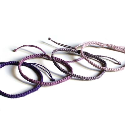 Set di braccialetti viola - set di 4 braccialetti macrame intrecciati a mano