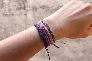 Ensemble de bracelet violet - ensemble de 4 bracelets en macramé tissés à la main 2