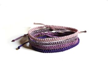 Ensemble de bracelet violet - ensemble de 4 bracelets en macramé tissés à la main 3