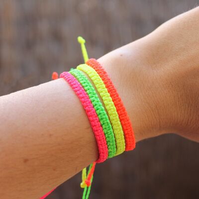 Neon bracelet set - set of 4 handmade woven macrame bracelets