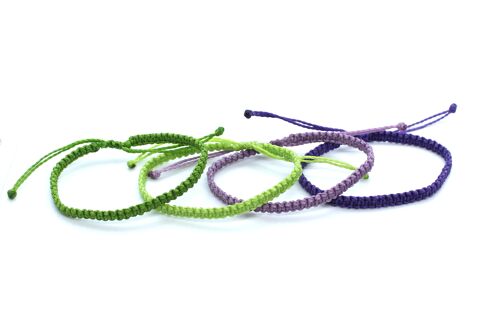 Green and purple bracelet set - set of 4 handmade woven macrame bracelets