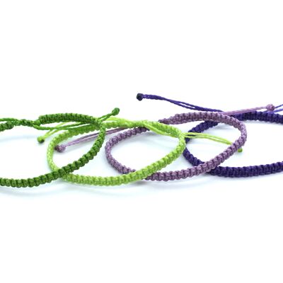 Grünes und violettes Armband-Set - Set aus 4 handgefertigten gewebten Makramee-Armbändern