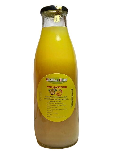 Jus exotique , mangue, passion, banane, citron vert et vanille