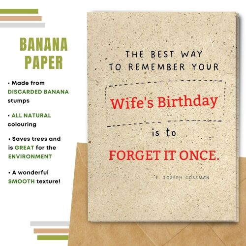Handmade Eco Friendly Birthday Quote Cards | Sustainable Birthday Cards | Made With Plantable Seed Paper, Banana Paper, Elephant Poo Paper, Coffee Paper, Cotton Paper, Lemongrass Paper and more | Pack of 8 Greeting Cards | Wife's Birthday