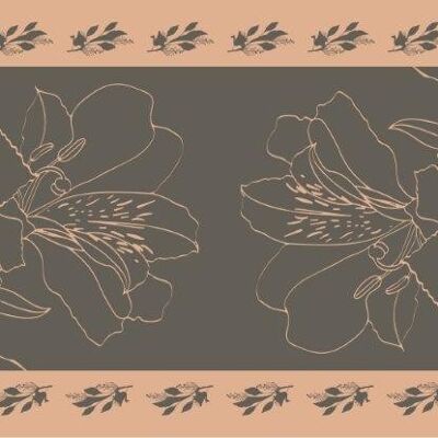 The Magnificent Alstroemeria 100% silk twill grey 180*75 cm