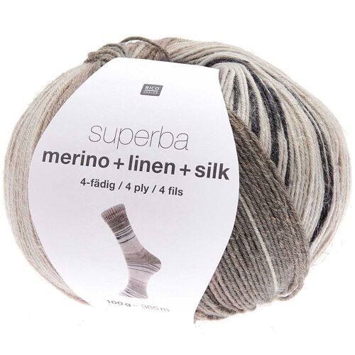 Strumpfwolle Sockengarn Superba Merino + Linen + Silk braun beige