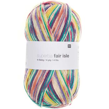 Fil à chaussette Superba Fair Isle 4 fils 100g 405m turquoise-saumon Rico Design 2