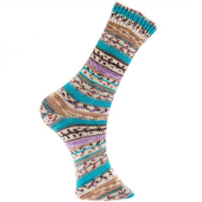 Fil à chaussette Superba Fair Isle 4 brins 100g 405m brun turquoise Rico Design