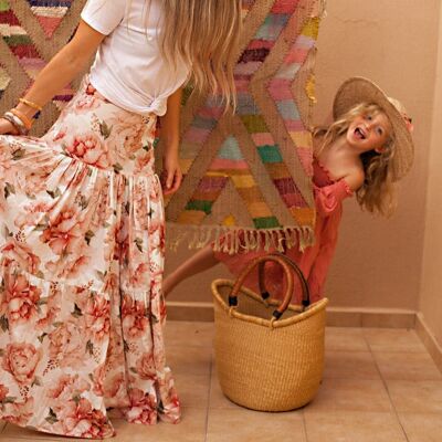 Mama Coral Floral Skirt - Small -
