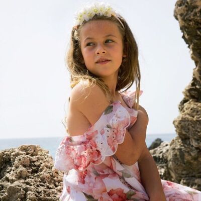 Positano Dress in Coral Floral Print - 7-8 yrs -