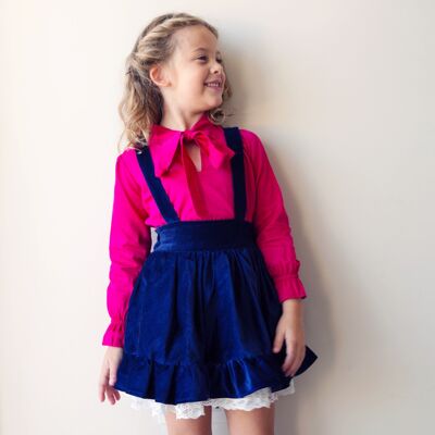 Mdina Skirt in Blue Velvet - 6-8 years -
