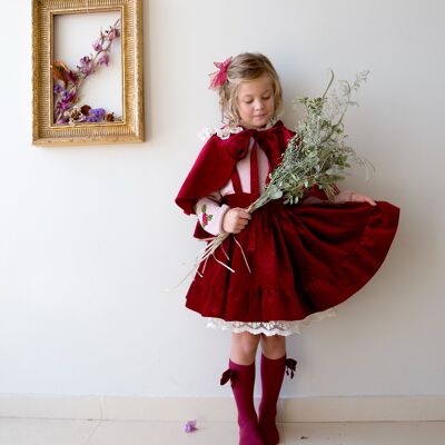 Mdina Skirt in Red Velvet - 6-8 years -