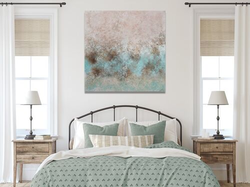 Cuadro Pintado a mano Coral Turquesa