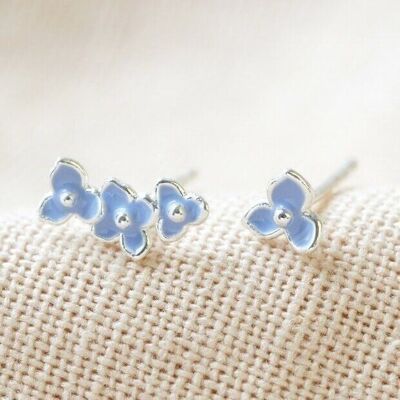 Pendientes Forget me not flor en Azul y Plata