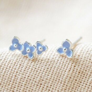 Boucles d'oreilles fleurs ne m'oublie pas en bleu et argent